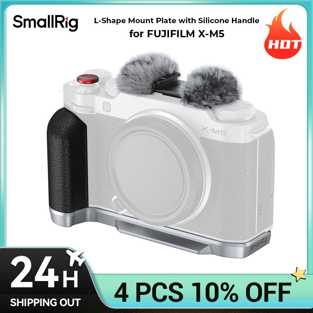 Candle X - Smallrig L字型マウントプレート、シリコンハンドル付き、Fujifilm X-M5に適合、シルバーブラックカラー、4875