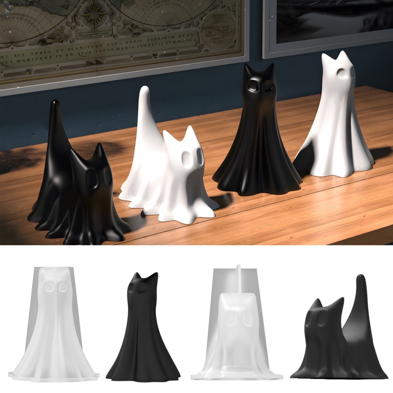 Candle Making Factory - ゴースト猫ハロウィンデスクトップ飾り石膏シリコーン型 DIY 手作りアロマキャンドル作りクリスタルエポキシ樹脂金型