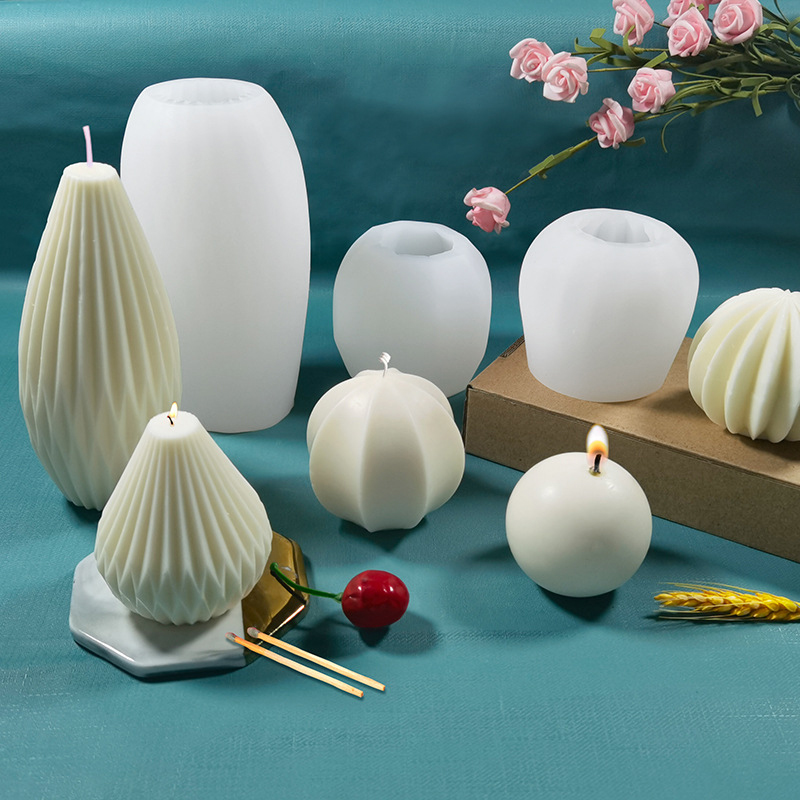 Candle Making Bath - 3Dシリコンキャンドル型 幾何学模様 シリコンモールド DIY手作り蜜蝋キャンドル バスミニソープ ローションバー