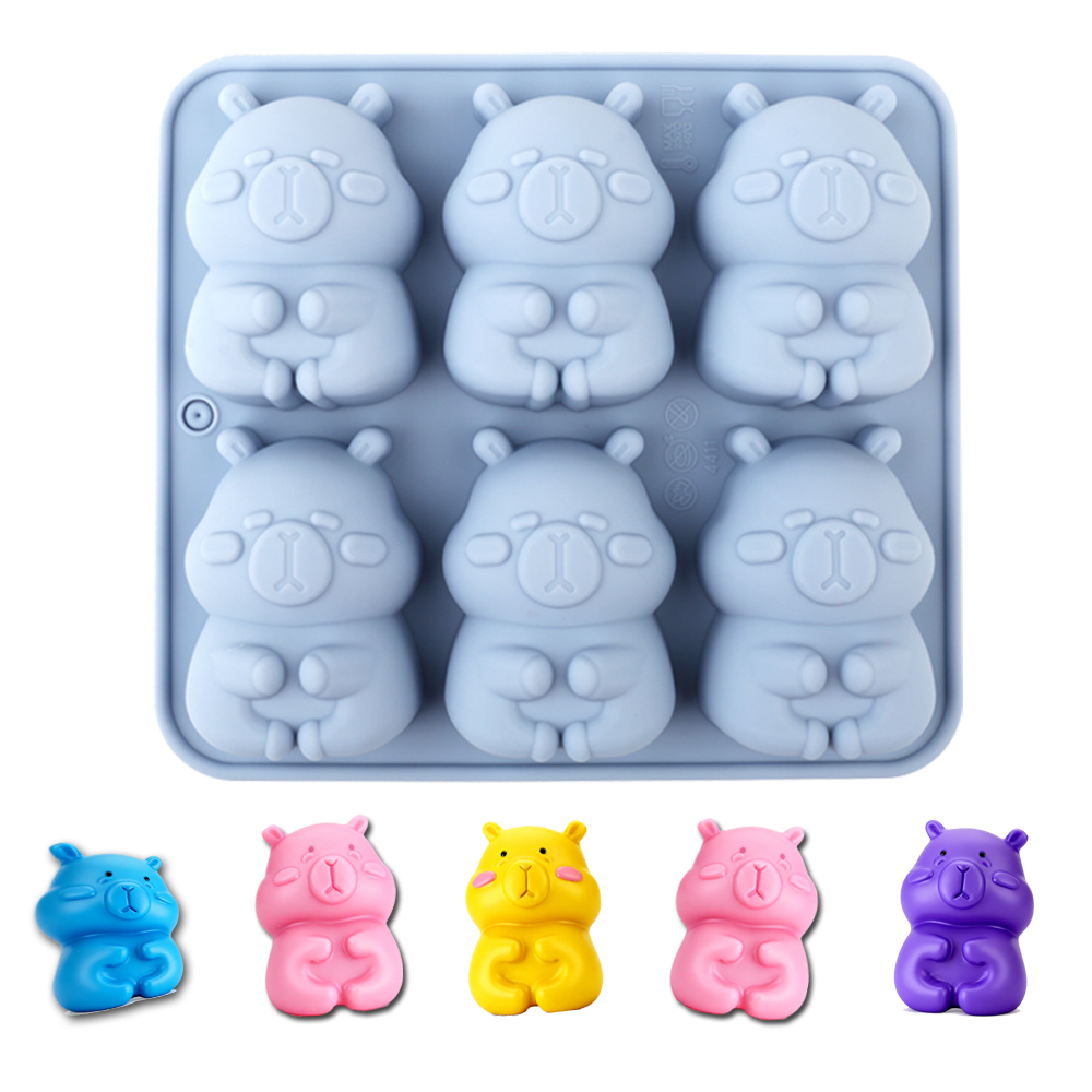 Candle Making Factory - かわいいカピバラの形をしたシリコンケーキ型1個。チョコレート、ケーキ、プリン、ゼリー、キャンディー、ケーキデコレーション、クマの形のキャンドル、手作り石鹸、工芸品、その他のキッチン用品を作るのに使用できるベーキング型です。