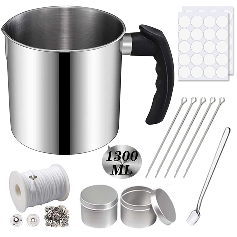 Candle Making Kit For Kids - 完全なキャンドル作りキット、ステンレス鋼のギフトジャー、レンガのステッカーとホルダー、DIY工芸品とギフト、1.3l