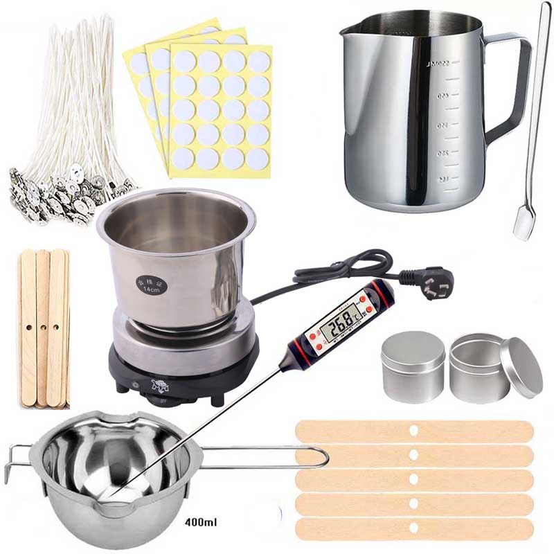 Candle Making Kit For Kids - キャンドル作成用品キット DIY キャンドルワックス溶解ツール手作りアロマセラピージャー型芯ステッカー DIY キャンドル作成ツール