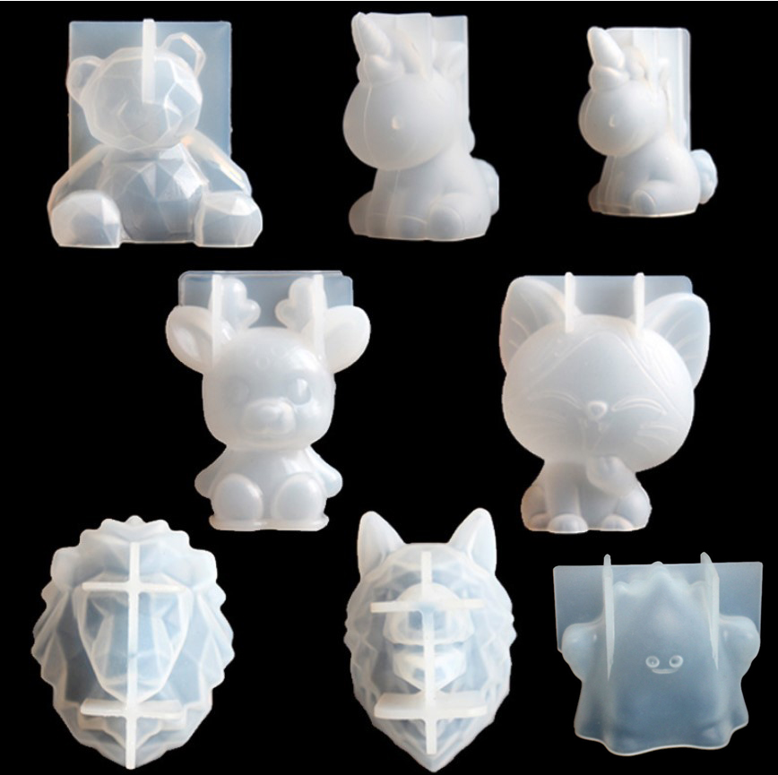 Candle Making Factory - 透明ユニコーンシリコーンエポキシ樹脂金型ジオメトリクマウサギ型動物アロマキャンドル作成フォーム装飾ツール