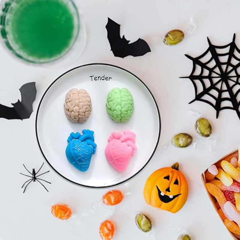 Candle Making Factory - 人間の脳と心臓のシリコンモールド、石鹸作り用品、ハロウィン3D臓器の形、キャンドル、アイスキューブトレイ、チョコレート、ゼリー用