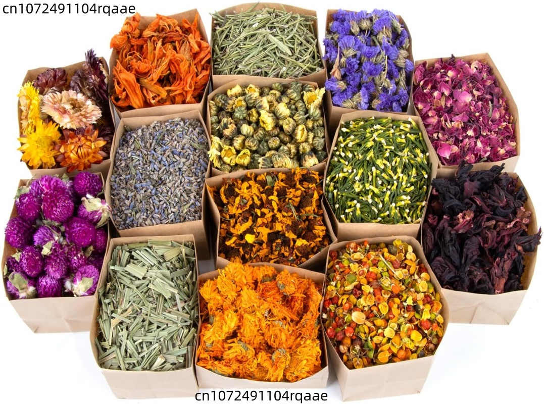 Candle Making Bath - プレミアム天然ドライフラワーパック（100g-500g）：石鹸、キャンドル作り、香り豊かなバスDIY作品用のバラ/蘭/ラベンダー/カモミール