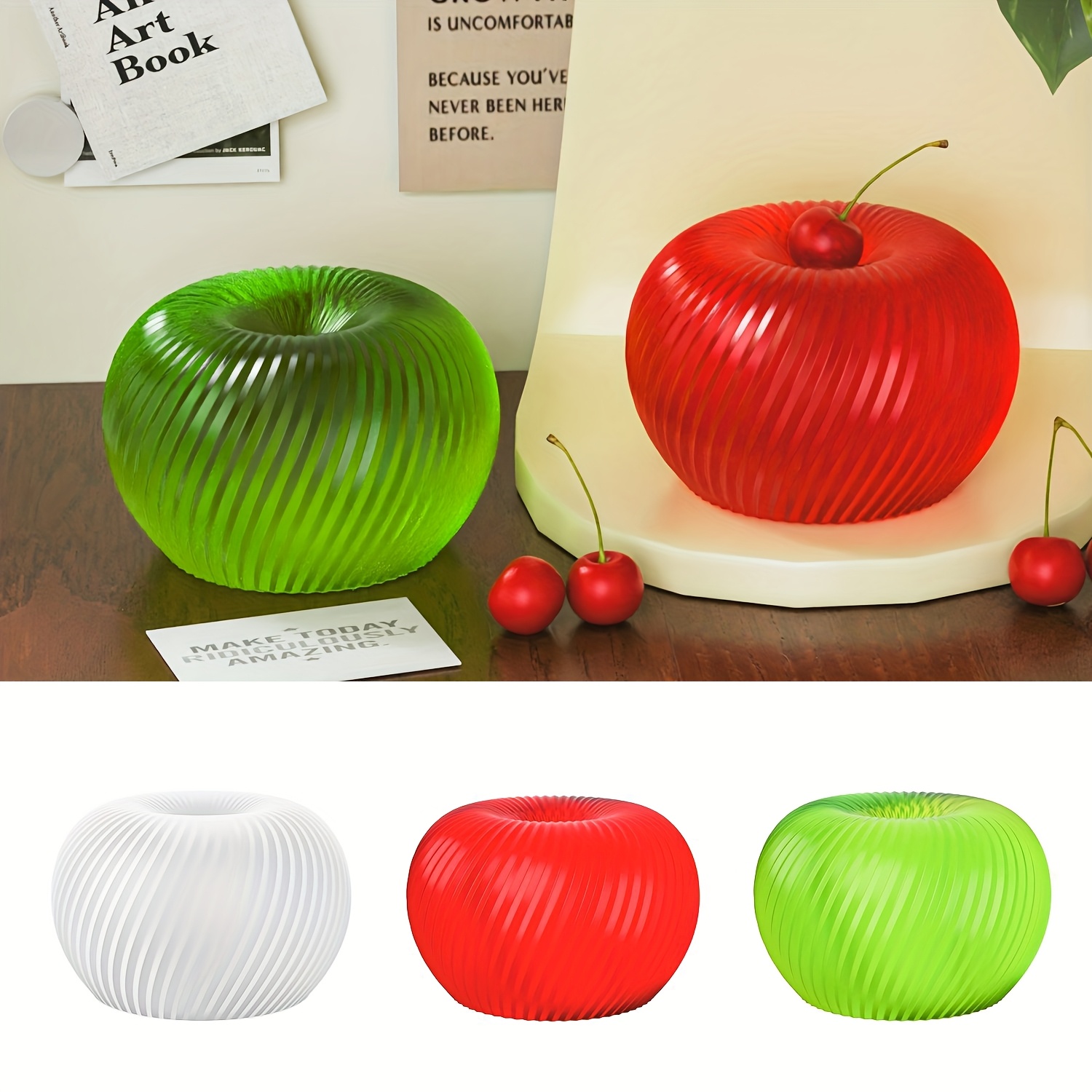 Candle Making Factory - 石鹸、キャンドル、石膏工芸品の作成に適した、おしゃれな赤いリンゴ型のシリコンモールドで、お手入れが簡単です。