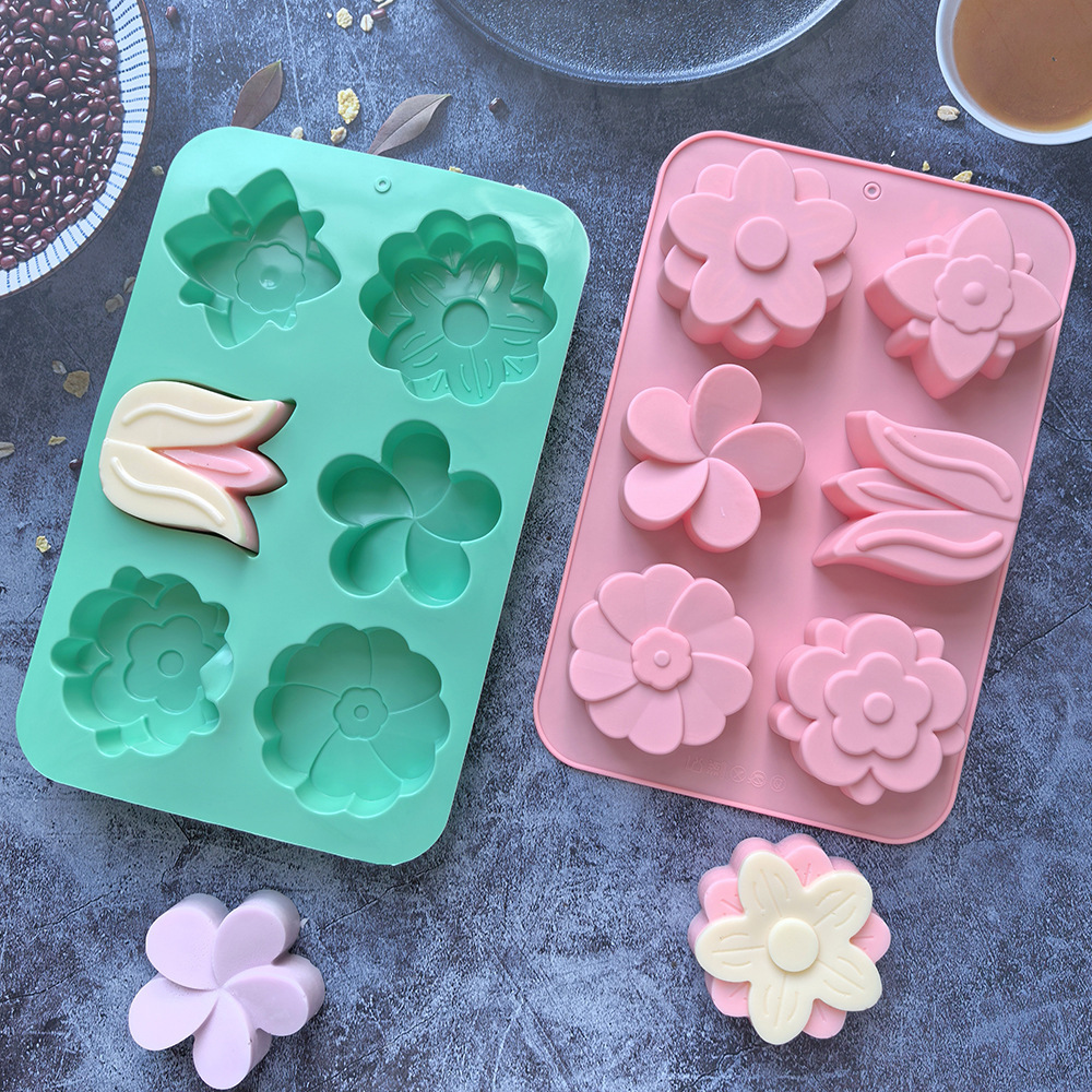 Candle Making Factory - 様々な花の形をしたシリコンモールド、石鹸やキャンドル作り、ケーキ、チョコレート作りに適したベーキングモールド