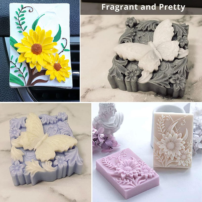 シリコーン石鹸型 3D 蝶花ローションバー花柄バスモールド  - Candle Making Bath のレビューと価格