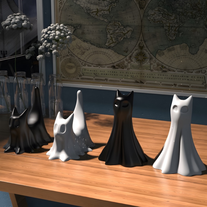 ゴースト猫ハロウィンデスクトップ飾り石膏シリコーン型 DIY - Candle Making Factory のレビューと価格