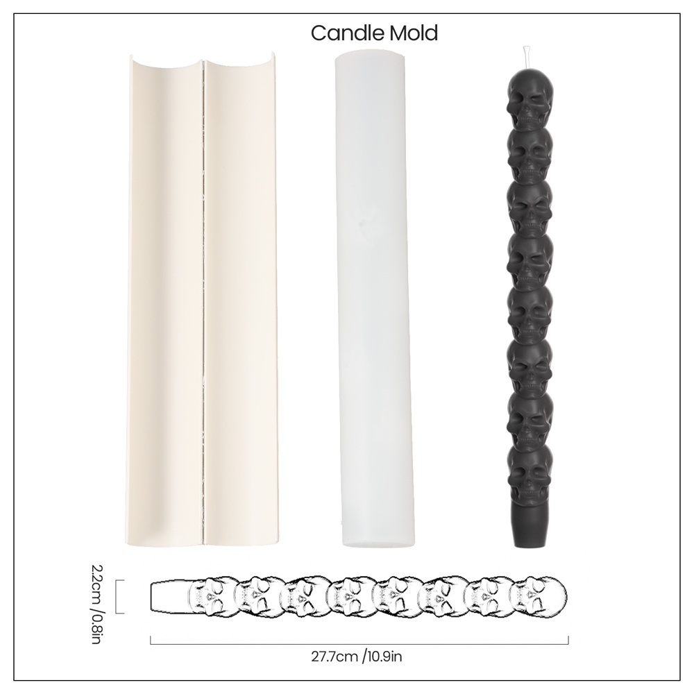 不気味な頭蓋骨のシリコーンキャンドル型、手作りのテーパーフォ - Candle X のレビューと価格