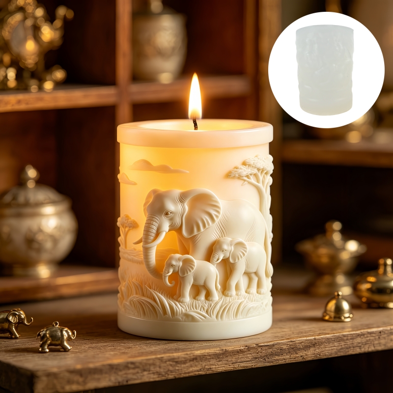 象と象の子の円柱形キャンドルシリコンモールド、象の母と父と子 - Candle Making Kit For Kids のレビューと価格