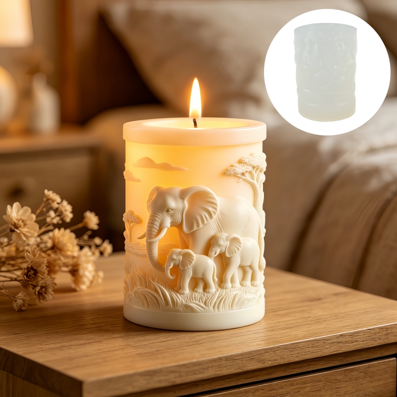 象と象の子の円柱形キャンドルシリコンモールド、象の母と父と子 - Candle Making Kit For Kids のレビューと価格
