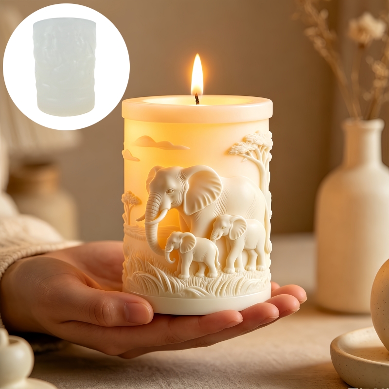 象と象の子の円柱形キャンドルシリコンモールド、象の母と父と子 - Candle Making Kit For Kids のレビューと価格