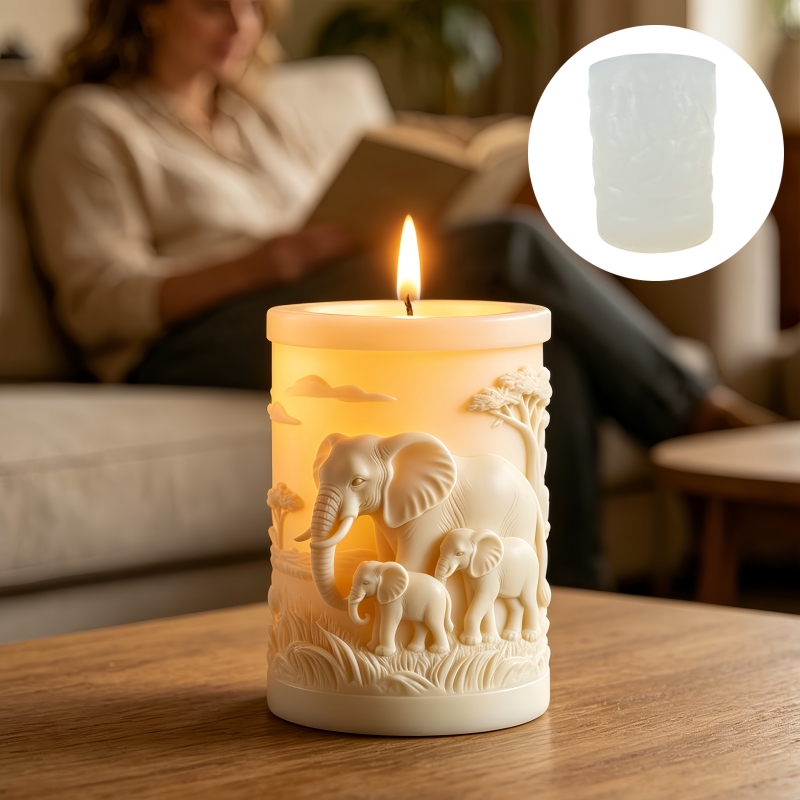 象と象の子の円柱形キャンドルシリコンモールド、象の母と父と子 - Candle Making Kit For Kids のレビューと価格